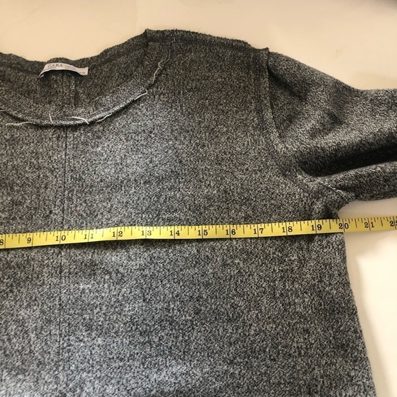 Zara Woman Minimalist Raw Hem Gray Marl 3/4 Sleeves Mini Dress Size M - Picture 5 of 12